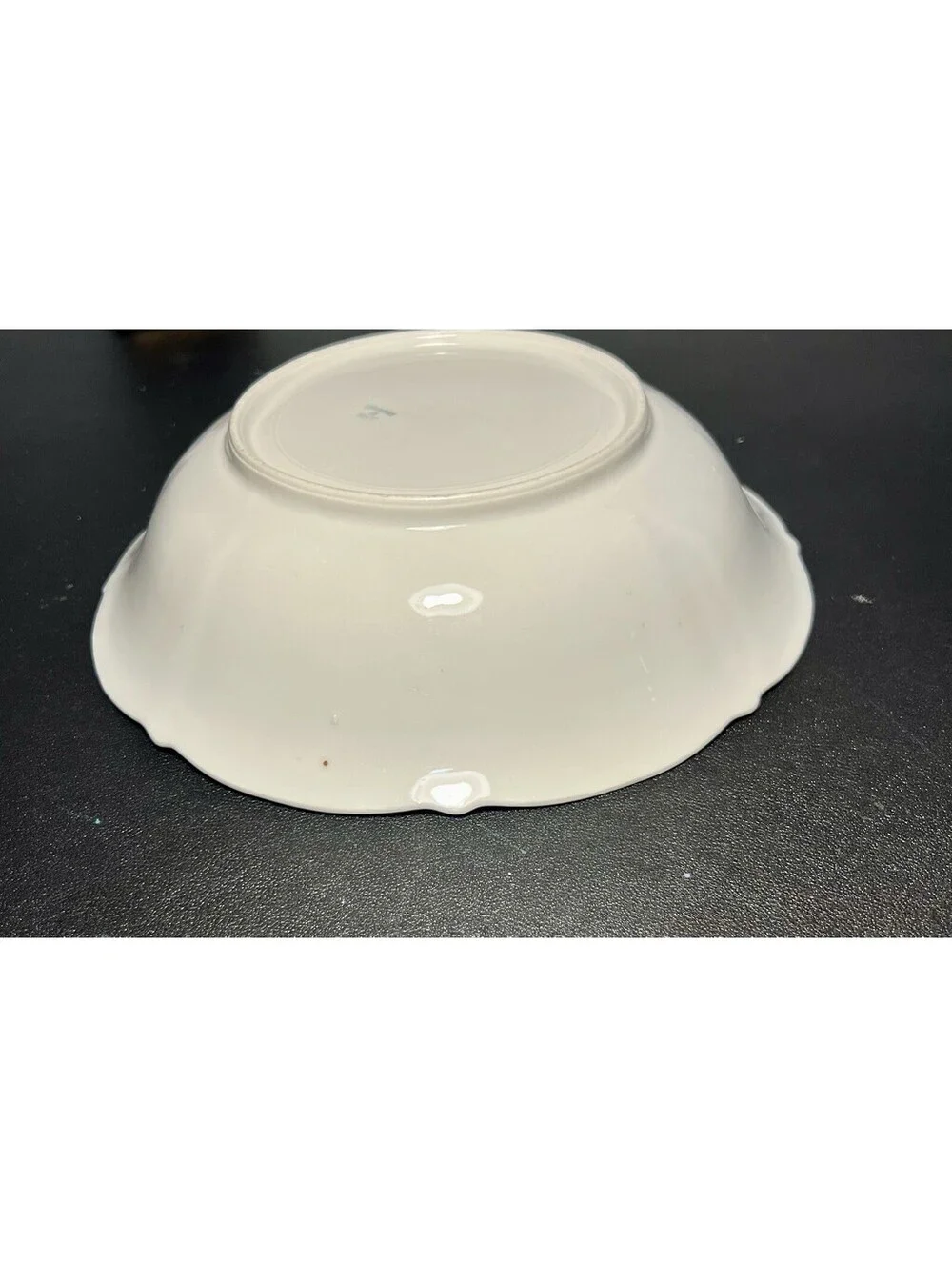 German Antique 1910s Poppy Floral Porcelain Scalloped Bowl, 9x2.5”